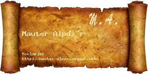 Mauter Alpár névjegykártya